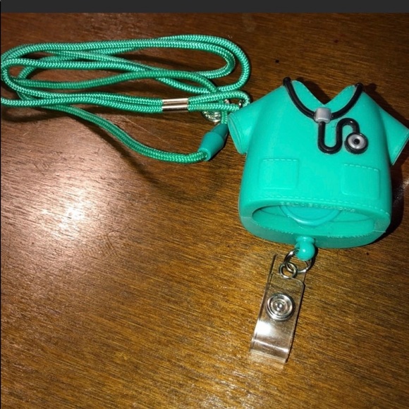 Green Nurse Scrub Medical Id & Sanitizer Holder - Picture 3 of 8